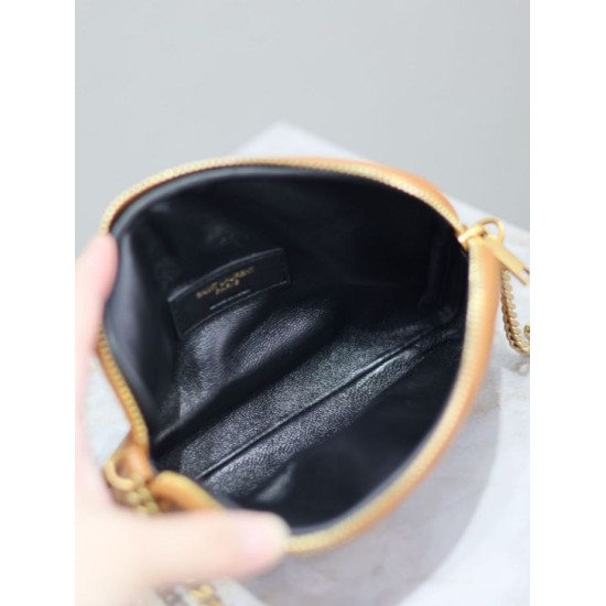 Replica di lusso Pochette trapuntata con zip Gaby YSL Saint Laurent marrone Imitazioni Cloni Pochette trapuntata con zip Gaby YSL Saint Laurent marrone firmate