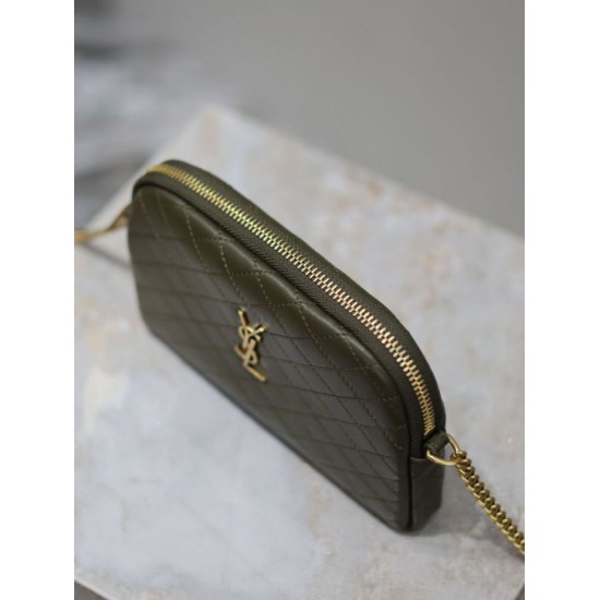 Replica di lusso Pochette trapuntata con zip Gaby YSL Saint Laurent Blu Imitazioni Cloni Pochette trapuntata con zip Gaby YSL Saint Laurent Blu firmate