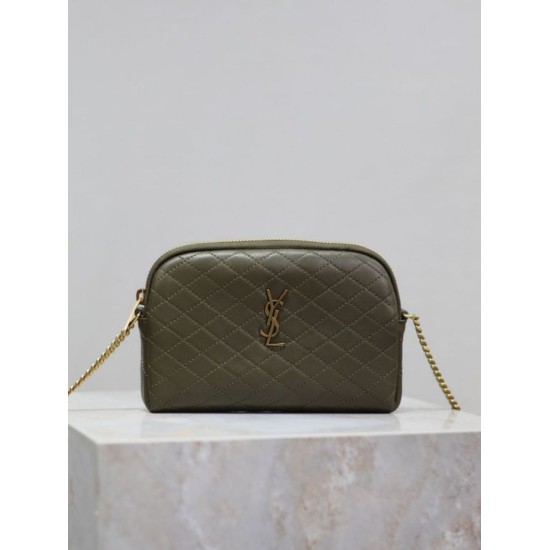 Replica di lusso Pochette trapuntata con zip Gaby YSL Saint Laurent Blu Imitazioni Cloni Pochette trapuntata con zip Gaby YSL Saint Laurent Blu firmate