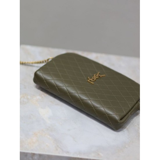Replica di lusso Pochette trapuntata con zip Gaby YSL Saint Laurent Blu Imitazioni Cloni Pochette trapuntata con zip Gaby YSL Saint Laurent Blu firmate