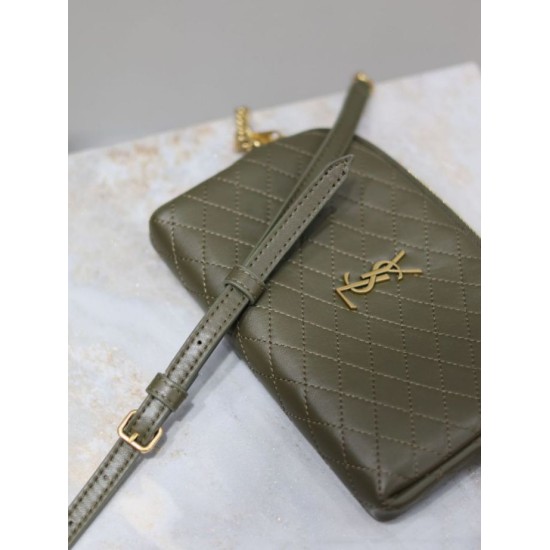 Replica di lusso Pochette trapuntata con zip Gaby YSL Saint Laurent Blu Imitazioni Cloni Pochette trapuntata con zip Gaby YSL Saint Laurent Blu firmate