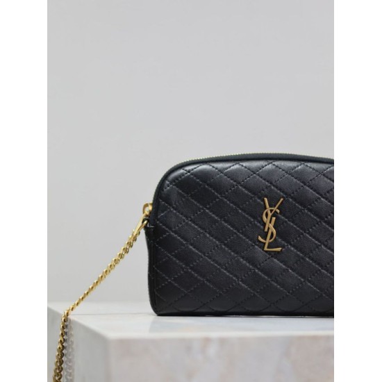 Replica di lusso Pochette trapuntata con zip Gaby YSL Saint Laurent Nero Imitazioni Cloni Pochette trapuntata con zip Gaby YSL Saint Laurent Nero firmate