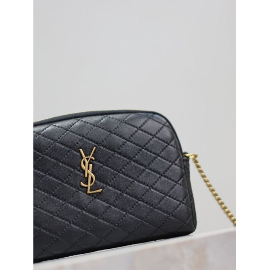 Replica di lusso Pochette trapuntata con zip Gaby YSL Saint Laurent Nero Imitazioni Cloni Pochette trapuntata con zip Gaby YSL Saint Laurent Nero firmate