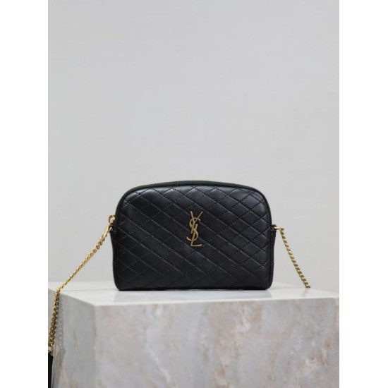 Replica di lusso Pochette trapuntata con zip Gaby YSL Saint Laurent Nero Imitazioni Cloni Pochette trapuntata con zip Gaby YSL Saint Laurent Nero firmate