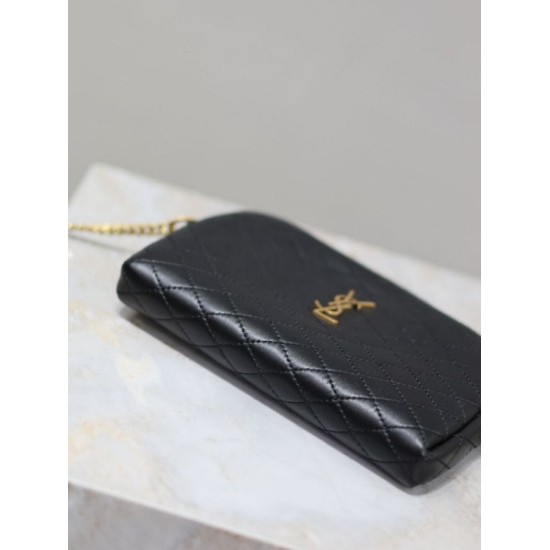 Replica di lusso Pochette trapuntata con zip Gaby YSL Saint Laurent Nero Imitazioni Cloni Pochette trapuntata con zip Gaby YSL Saint Laurent Nero firmate