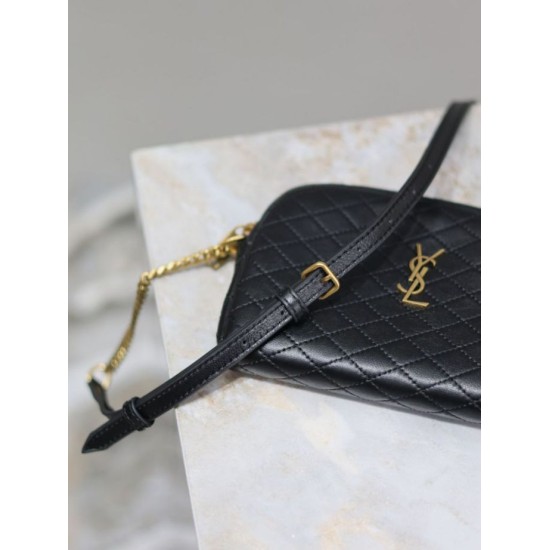 Replica di lusso Pochette trapuntata con zip Gaby YSL Saint Laurent Nero Imitazioni Cloni Pochette trapuntata con zip Gaby YSL Saint Laurent Nero firmate