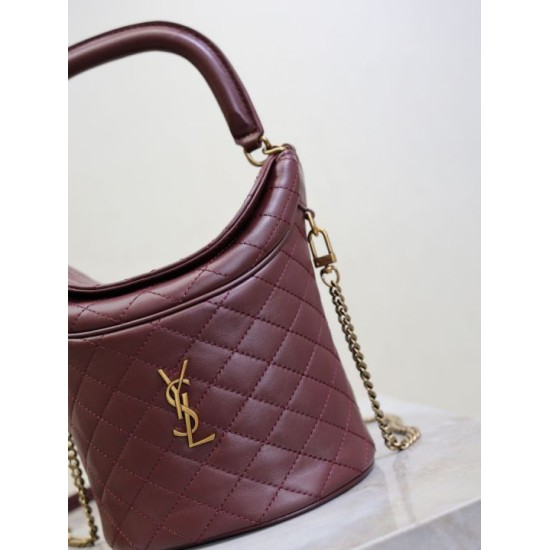Replica di lusso Borse a secchiello Gaby di YSL Saint Laurent bordeaux Imitazioni Cloni Borse a secchiello Gaby di YSL Saint Laurent bordeaux firmate