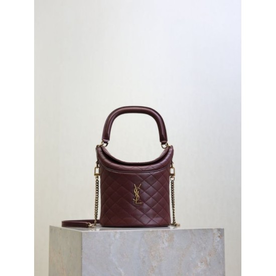 Replica di lusso Borse a secchiello Gaby di YSL Saint Laurent bordeaux Imitazioni Cloni Borse a secchiello Gaby di YSL Saint Laurent bordeaux firmate