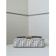 Replica di lusso Borse a tracolla classica Fendi Baguette FF ricamato grigio Imitazioni Cloni Borse Replica a tracolla classica Fendi Baguette FF ricamato grigio firmate