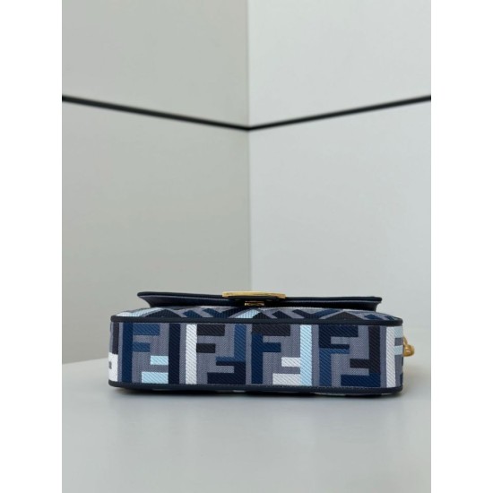 Replica di lusso Borsa a tracolla classica Fendi Baguette FF ricamato Blu Imitazioni Cloni Borsa a tracolla classica Fendi Baguette FF ricamato Blu firmate