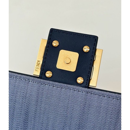 Replica di lusso Borsa a tracolla classica Fendi Baguette FF ricamato Blu Imitazioni Cloni Borsa a tracolla classica Fendi Baguette FF ricamato Blu firmate