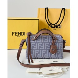 Borse Fendi Denim Vitello Grace FF Mini By The Way Boston Blu