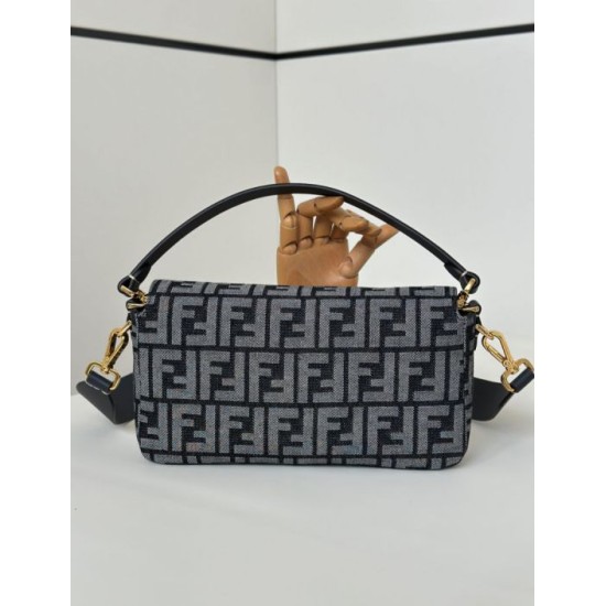 Cloni Borsa Fendi Baguette tessuto jacquard FF effetto denim blu firmate