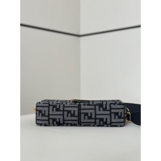 Cloni Borsa Fendi Baguette tessuto jacquard FF effetto denim blu firmate