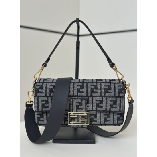 Cloni Borsa Fendi Baguette tessuto jacquard FF effetto denim blu firmate