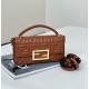Replica di lusso Borse Firmate Fendi Baguette con manico superiore e logo FF impresso marrone Imitazioni Cloni Borse Firmate Replica Fendi Baguette con manico superiore e logo FF impresso marrone firmate