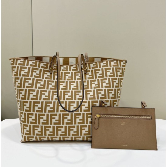 Replica di lusso Borsa tote reversibile grande Fendi Roll Albicocca Imitazioni Cloni Borsa tote reversibile grande Fendi Roll Albicocca firmate