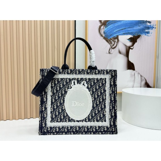 Replica di lusso Borsa da uomo Dior Book Tote Piccola/Media/Grande con ricamo obliquo e tracolla Nero Imitazioni Cloni Borsa da uomo Dior Book Tote Piccola/Media/Grande con ricamo obliquo e tracolla Nero firmate