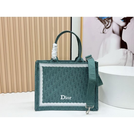 Replica di lusso Borsa da uomo Dior Book Tote Piccola/Media/Grande con ricamo obliquo e tracolla Verde Imitazioni Cloni Borsa da uomo Dior Book Tote Piccola/Media/Grande con ricamo obliquo e tracolla Verde firmate