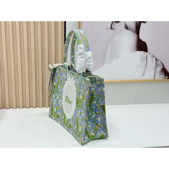 Replica di lusso Borsa 1:1 Dior Book Tote piccola/media/grande con motivo mughetto Verde Imitazioni Cloni Borsa Replica Dior Book Tote piccola/media/grande con motivo mughetto Verde firmate