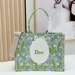 Cloni Borsa Replica Dior Book Tote piccola/media/grande con motivo mughetto Verde firmate
