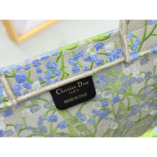 Replica di lusso Borsa 1:1 Dior Book Tote piccola/media/grande con motivo mughetto Verde Imitazioni Cloni Borsa Replica Dior Book Tote piccola/media/grande con motivo mughetto Verde firmate
