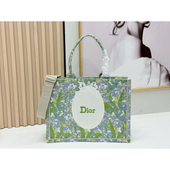 Replica di lusso Borsa 1:1 Dior Book Tote piccola/media/grande con motivo mughetto Verde Imitazioni Cloni Borsa Replica Dior Book Tote piccola/media/grande con motivo mughetto Verde firmate