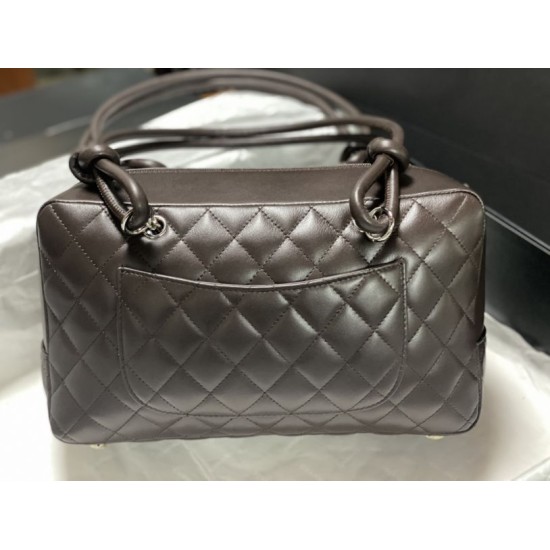 Replica di lusso Borsa da bowling Chanel Cambon Ligne Caffè Imitazioni Cloni Borsa da bowling Chanel Cambon Ligne Caffè firmate