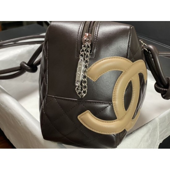 Replica di lusso Borsa da bowling Chanel Cambon Ligne Caffè Imitazioni Cloni Borsa da bowling Chanel Cambon Ligne Caffè firmate