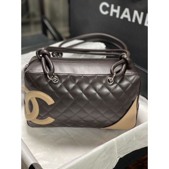Replica di lusso Borsa da bowling Chanel Cambon Ligne Caffè Imitazioni Cloni Borsa da bowling Chanel Cambon Ligne Caffè firmate