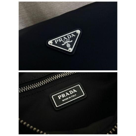 Replica di lusso Borsa a tracolla Prada da uomo nylon/saffiano nera Imitazioni Replica Perfetta Borsa a tracolla Prada da uomo nylon/saffiano nera firmate