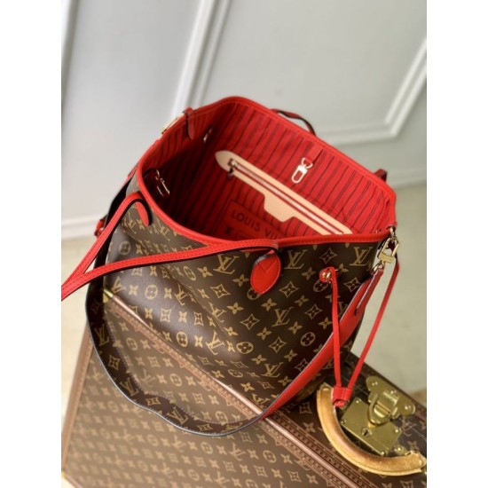 Replica di lusso Borsa a tracolla Louis Vuitton Monogram Inside Out Neverfull MM M12708 Rossa Imitazioni Cloni Borsa a tracolla Louis Vuitton Monogram Inside Out Neverfull MM M12708 Rossa firmate