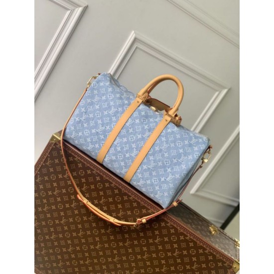 Cloni Borsa Louis Vuitton Keepall Bandoulière 45 M25334 Blu cielo firmate