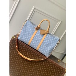 Borsa Louis Vuitton Keepall Bandoulière 45 M25334 Blu cielo