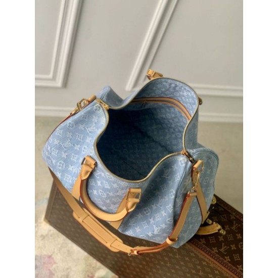 Cloni Borsa Louis Vuitton Keepall Bandoulière 45 M25334 Blu cielo firmate
