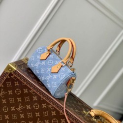 Replica di lusso Borse Alta Qualità LV Nano Speedy Denim M11212 blu Imitazioni Cloni Borse Replica Alta Qualità LV Nano Speedy Denim M11212 blu firmate