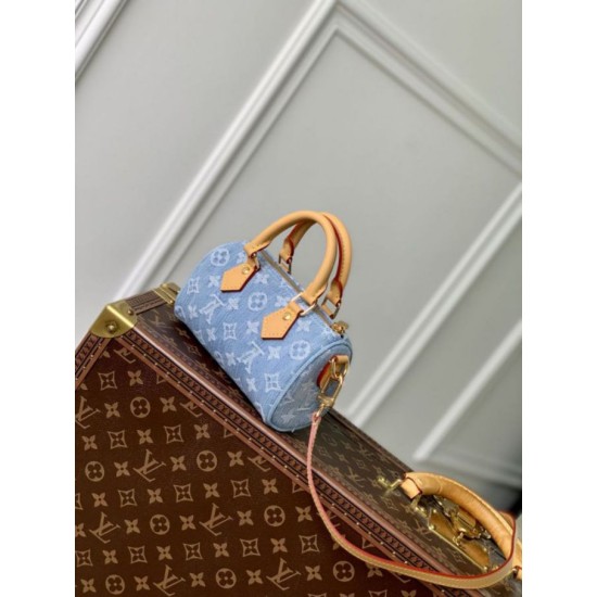Cloni Borse Replica Alta Qualità LV Nano Speedy Denim M11212 blu firmate