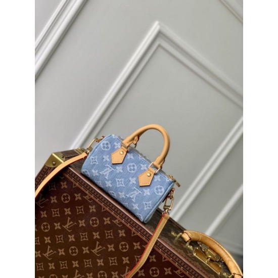 Cloni Borse Replica Alta Qualità LV Nano Speedy Denim M11212 blu firmate