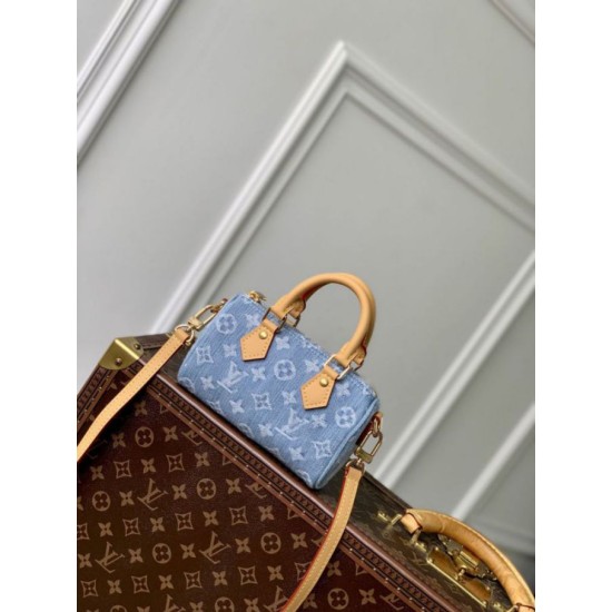 Cloni Borse Replica Alta Qualità LV Nano Speedy Denim M11212 blu firmate