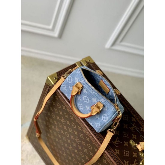 Cloni Borse Replica Alta Qualità LV Nano Speedy Denim M11212 blu firmate