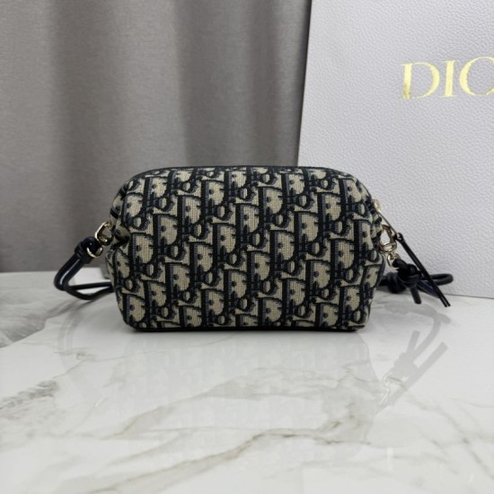 Replica di lusso Borse Dior Bow Dior Oblique jacquard blu Imitazioni Cloni Borse Replica Dior Bow Dior Oblique jacquard blu firmate