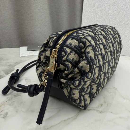 Replica di lusso Borse Dior Bow Dior Oblique jacquard blu Imitazioni Cloni Borse Replica Dior Bow Dior Oblique jacquard blu firmate