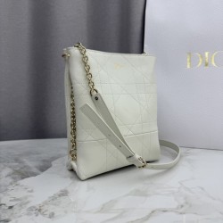 Borsa Dior Trianon con catena agnello piatta Macrocannage Bianco Borsa Dior Trianon con catena agnello piatta Macrocannage Bianco