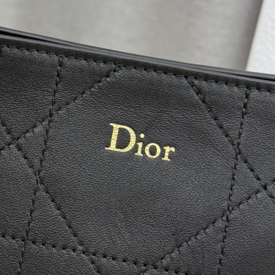 Cloni Borsa Dior Trianon con catena agnello piatta Macrocannage Nero firmate