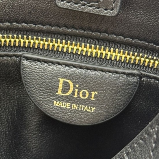Cloni Borsa Dior Trianon con catena agnello piatta Macrocannage Nero firmate