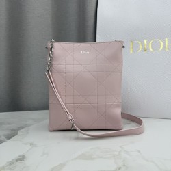 Borse Dior Trianon con catena agnello piatta Macrocannage Rosa