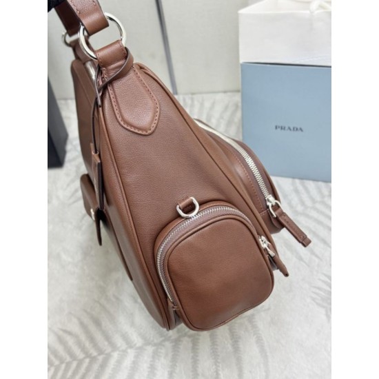 Replica di lusso Borse Alta Qualità a tracolla media Prada lavata 1BC276 Marrone Imitazioni Cloni Borse Replica Alta Qualità a tracolla media Prada lavata 1BC276 Marrone firmate