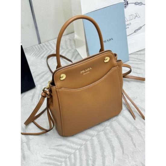 Replica di lusso Borse tote mini Prada Carry 1BA496 Marrone Imitazioni Cloni Borse tote mini Prada Carry 1BA496 Marrone firmate
