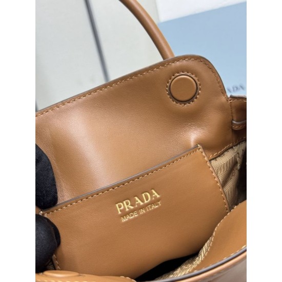 Replica di lusso Borse tote mini Prada Carry 1BA496 Marrone Imitazioni Cloni Borse tote mini Prada Carry 1BA496 Marrone firmate