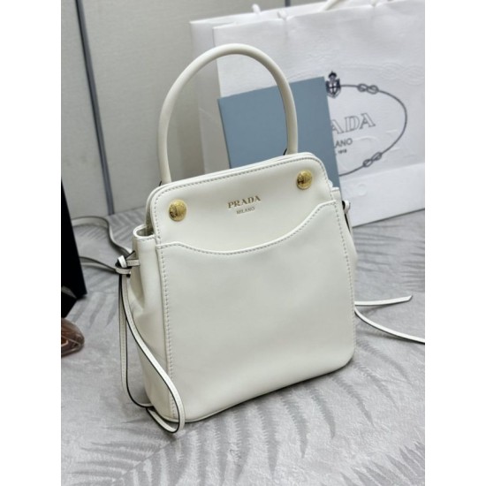 Replica di lusso Borse tote mini Prada Carry 1BA496 Bianca Imitazioni Cloni Borse tote mini Prada Carry 1BA496 Bianca firmate
